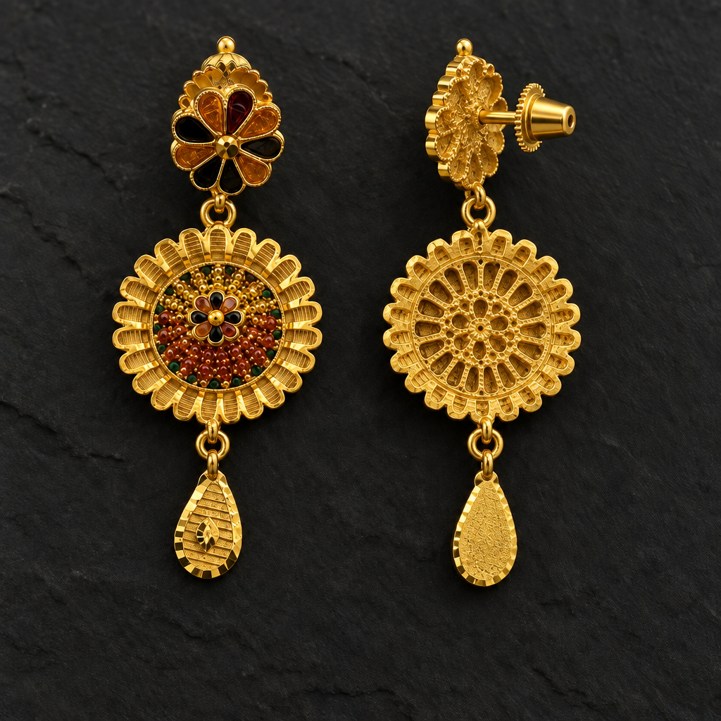 Matching earring front and back detail with metal lock